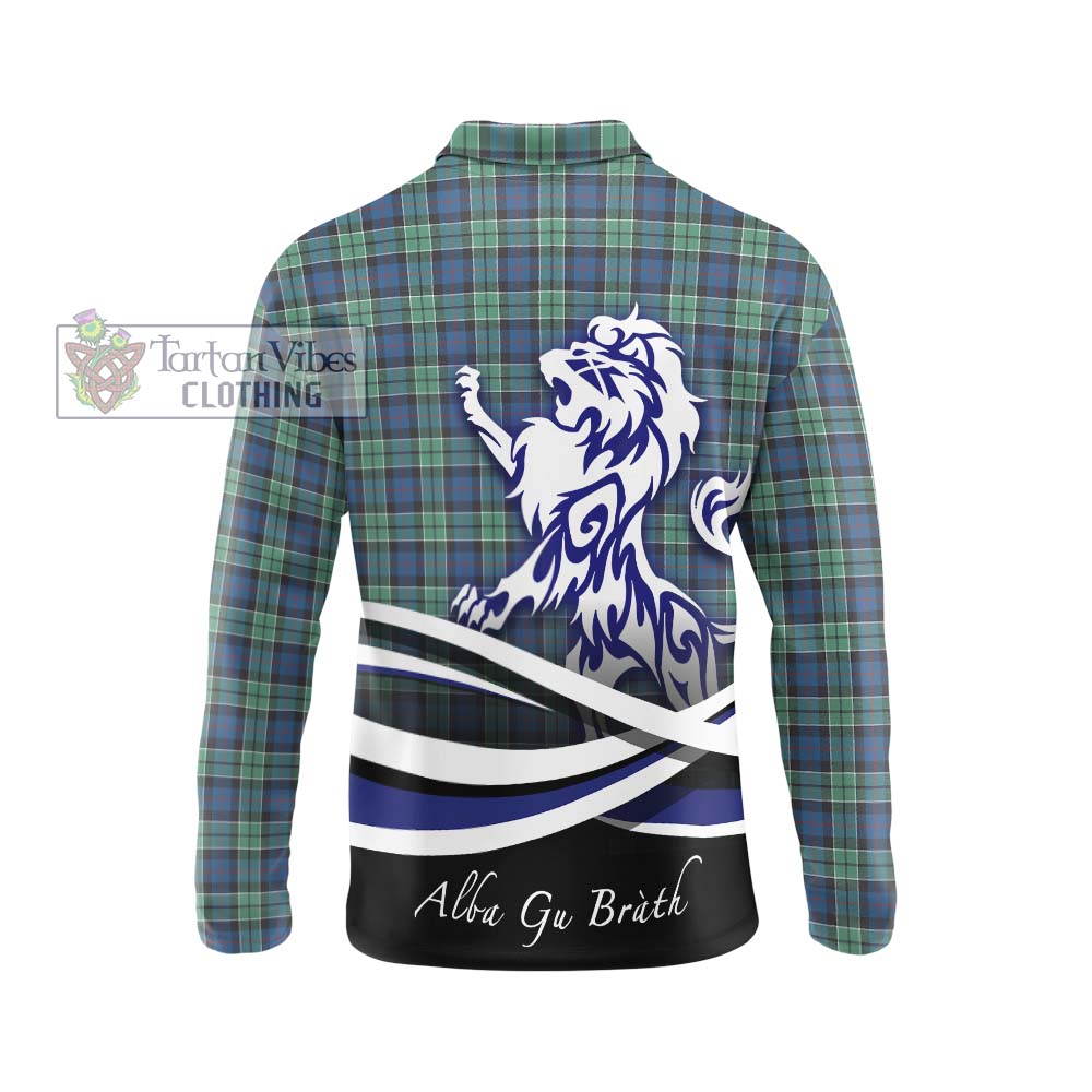 Leslie Hunting Ancient Tartan Long Sleeve Polo Shirt with Alba Gu Brath Regal Lion Emblem - Tartanvibesclothing Shop