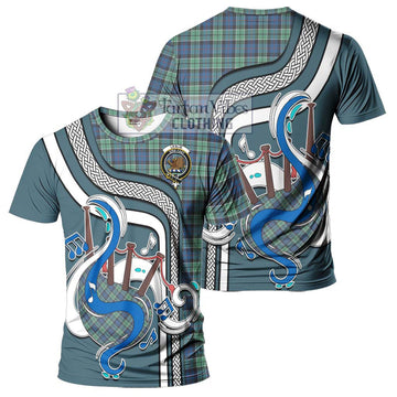 Leslie Hunting Ancient Tartan T-Shirt with Epic Bagpipe Style