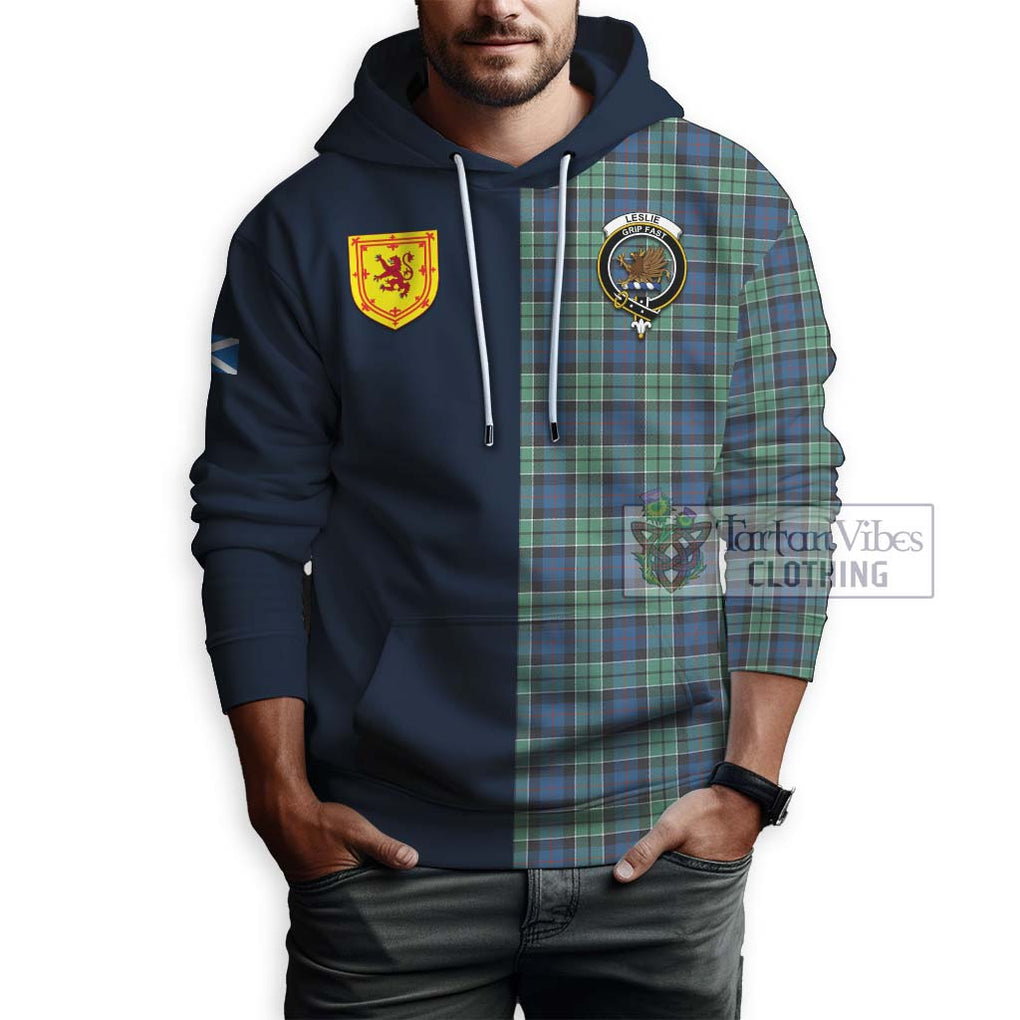 Tartan Vibes Clothing Leslie Hunting Ancient Tartan Hoodie with Scottish Lion Royal Arm Half Style