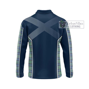 Leslie Hunting Ancient Tartan Long Sleeve Polo Shirt with Family Crest and Lion Rampant Vibes Sport Style