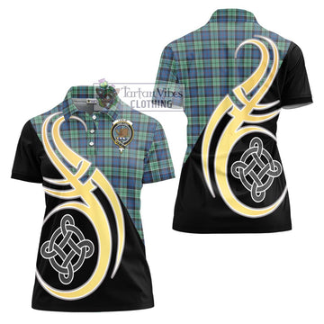 Leslie Hunting Ancient Tartan Women's Polo Shirt with Family Crest and Celtic Symbol Style