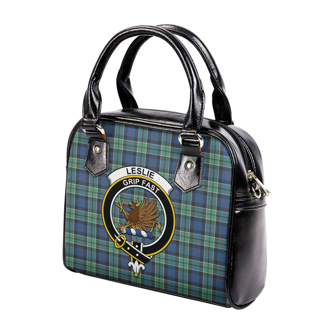 Leslie Hunting Ancient Tartan Shoulder Handbags with Family Crest - Tartanvibesclothing