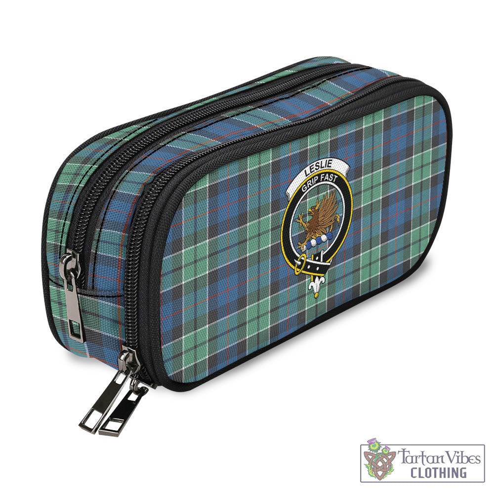 Tartan Vibes Clothing Leslie Hunting Ancient Tartan Pen and Pencil Case with Family Crest