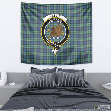 Leslie Hunting Ancient Tartan Tapestry Wall Hanging and Home Decor for Room with Family Crest