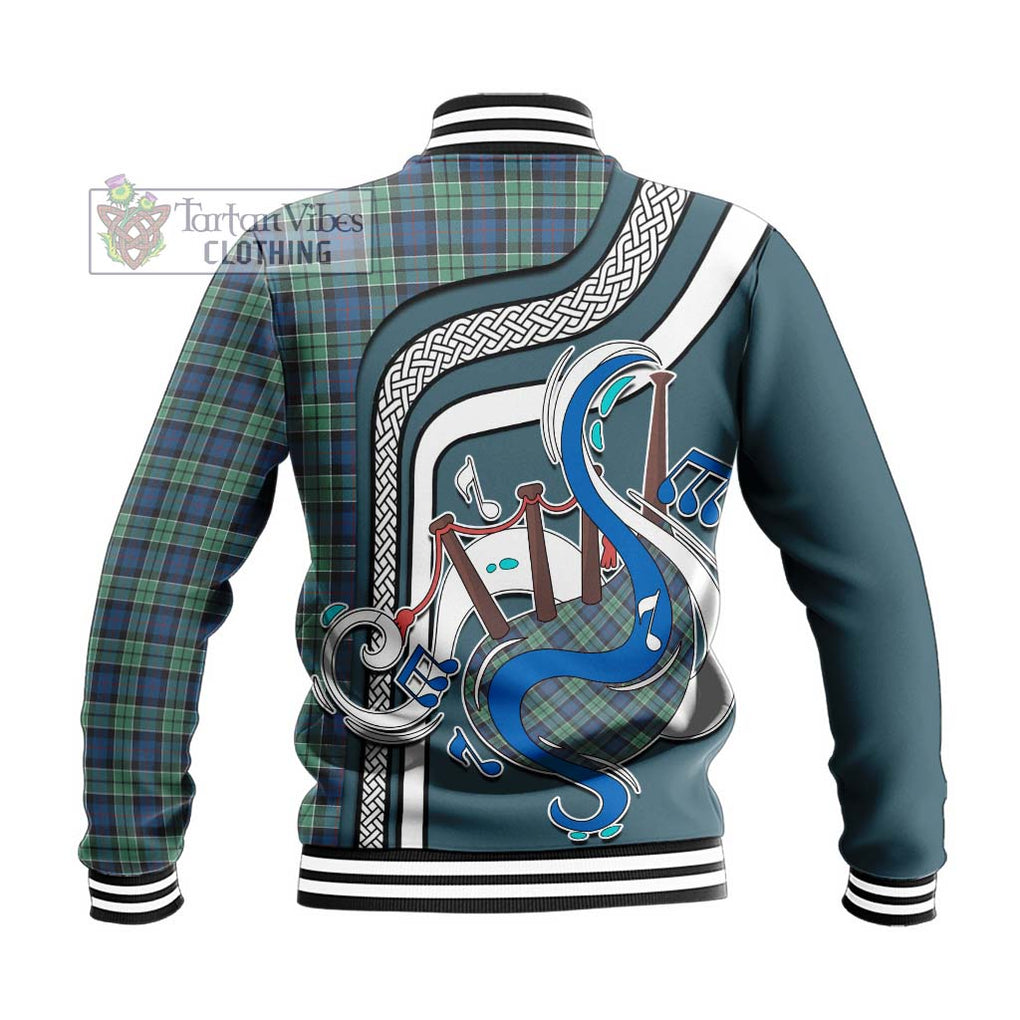 Tartan Vibes Clothing Leslie Hunting Ancient Tartan Baseball Jacket with Epic Bagpipe Style