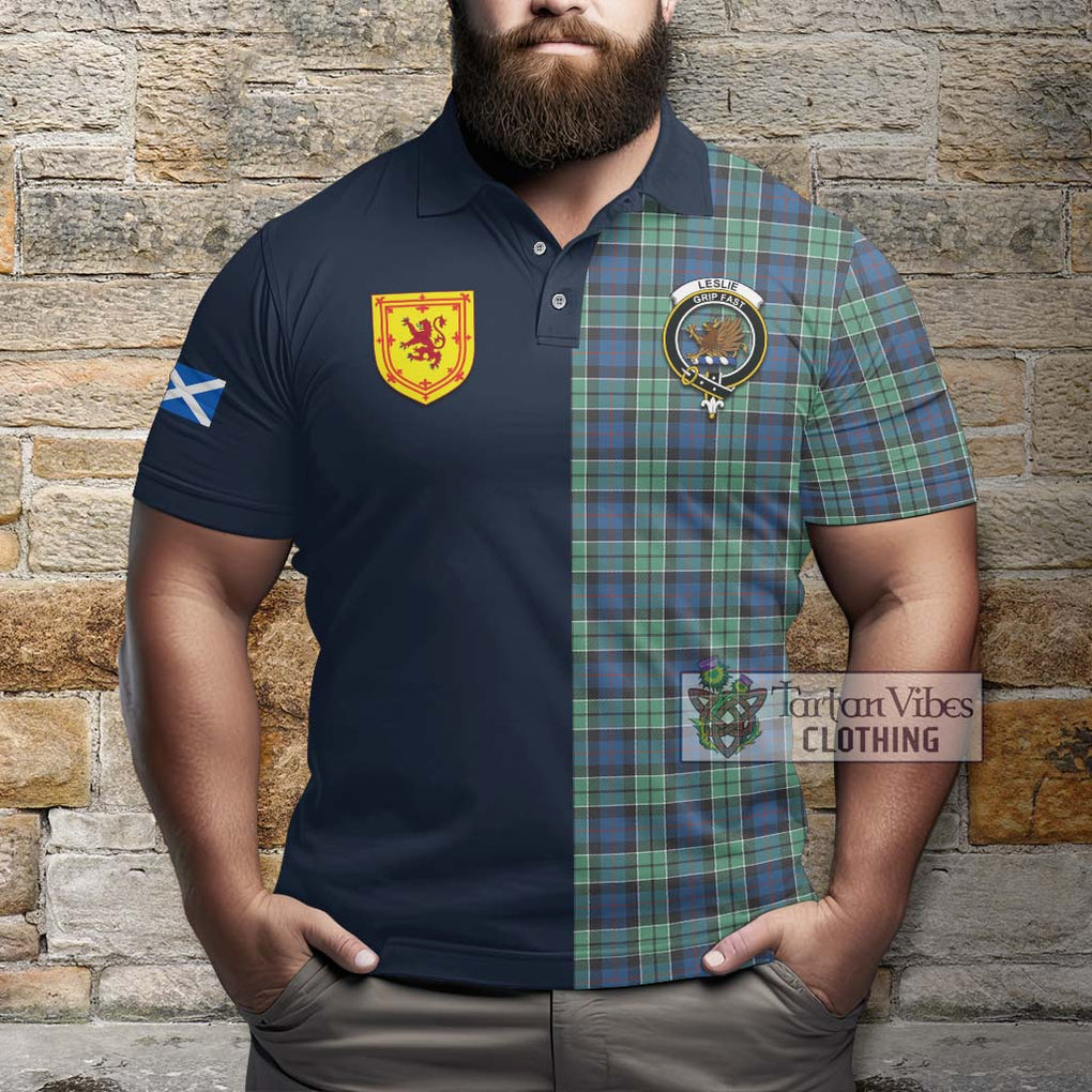 Tartan Vibes Clothing Leslie Hunting Ancient Tartan Polo Shirt with Scottish Lion Royal Arm Half Style