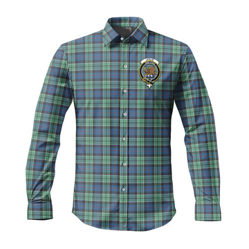 Leslie Hunting Ancient Tartan Long Sleeve Button Up Shirt with Family Crest