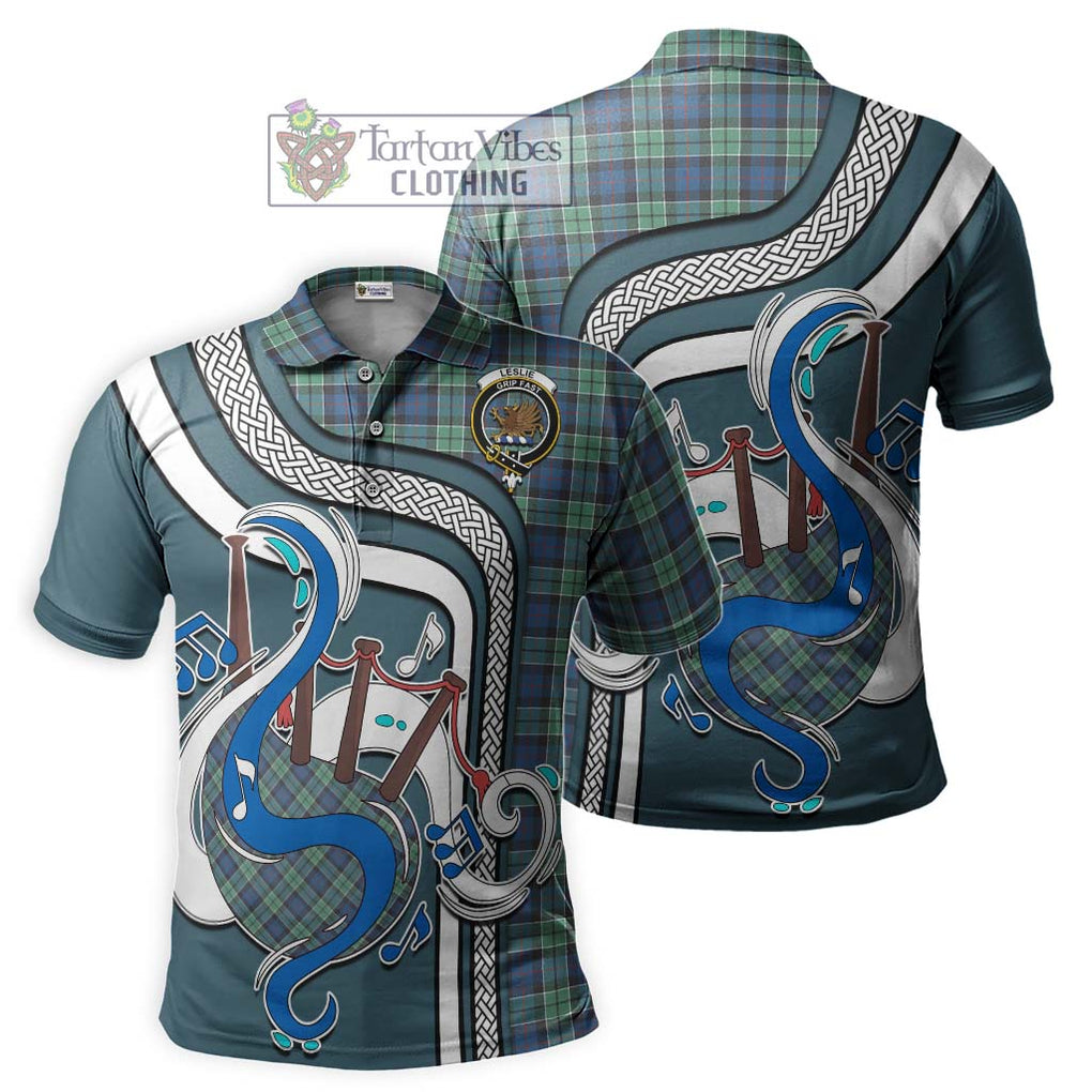 Tartan Vibes Clothing Leslie Hunting Ancient Tartan Polo Shirt with Epic Bagpipe Style