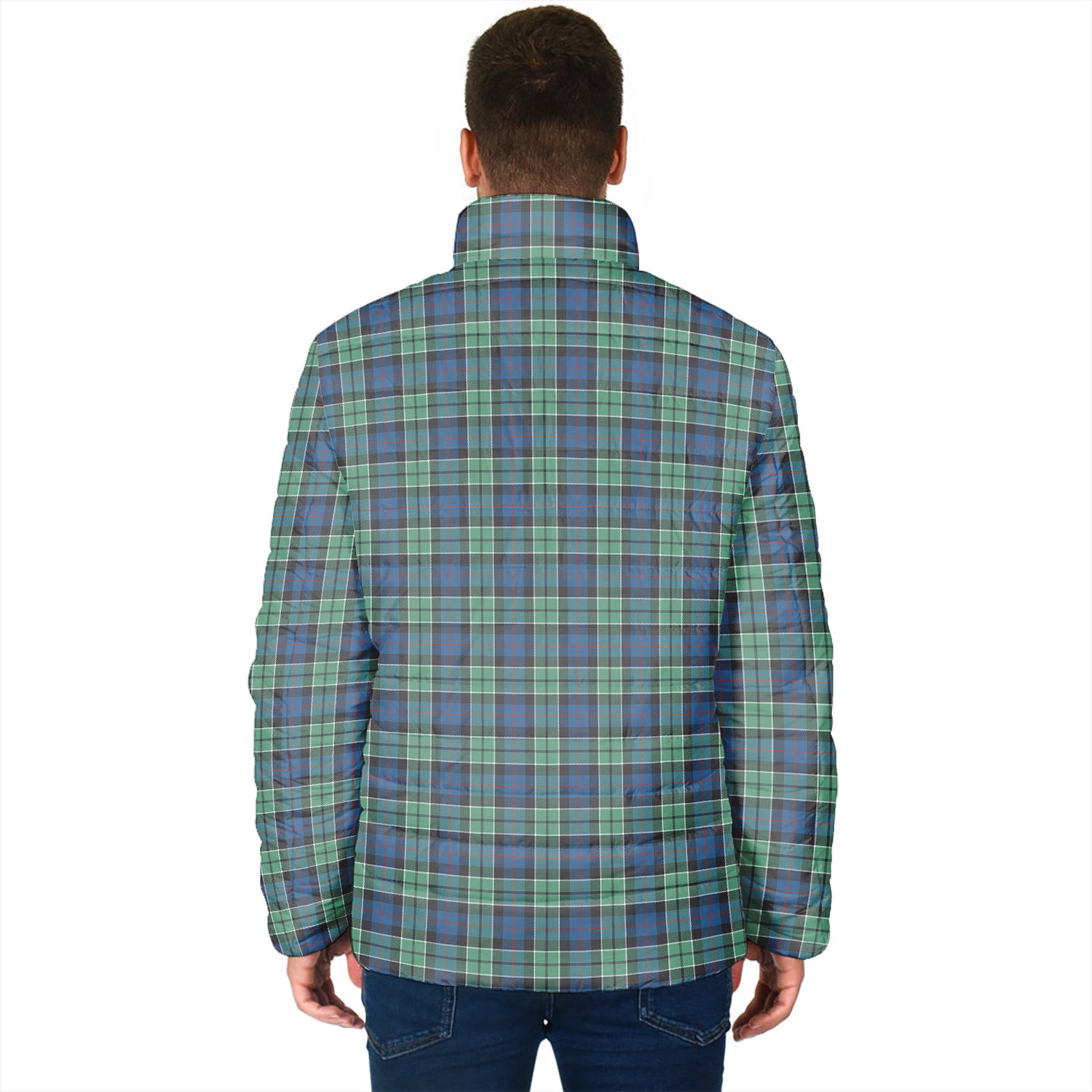 Leslie Hunting Ancient Tartan Padded Jacket with Family Crest - Tartan Vibes Clothing