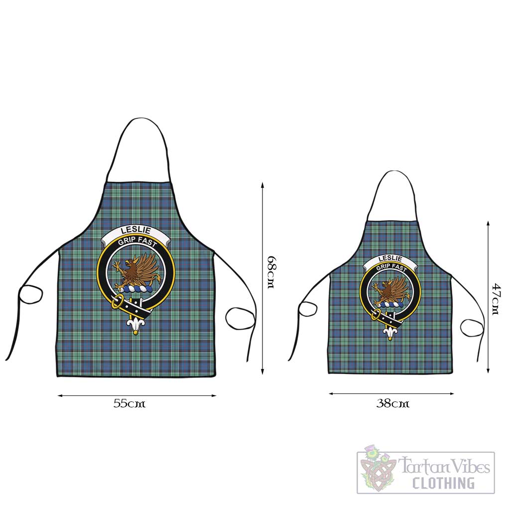 Leslie Hunting Ancient Tartan Apron with Family Crest Black L 55x68 cm - Tartan Vibes Clothing