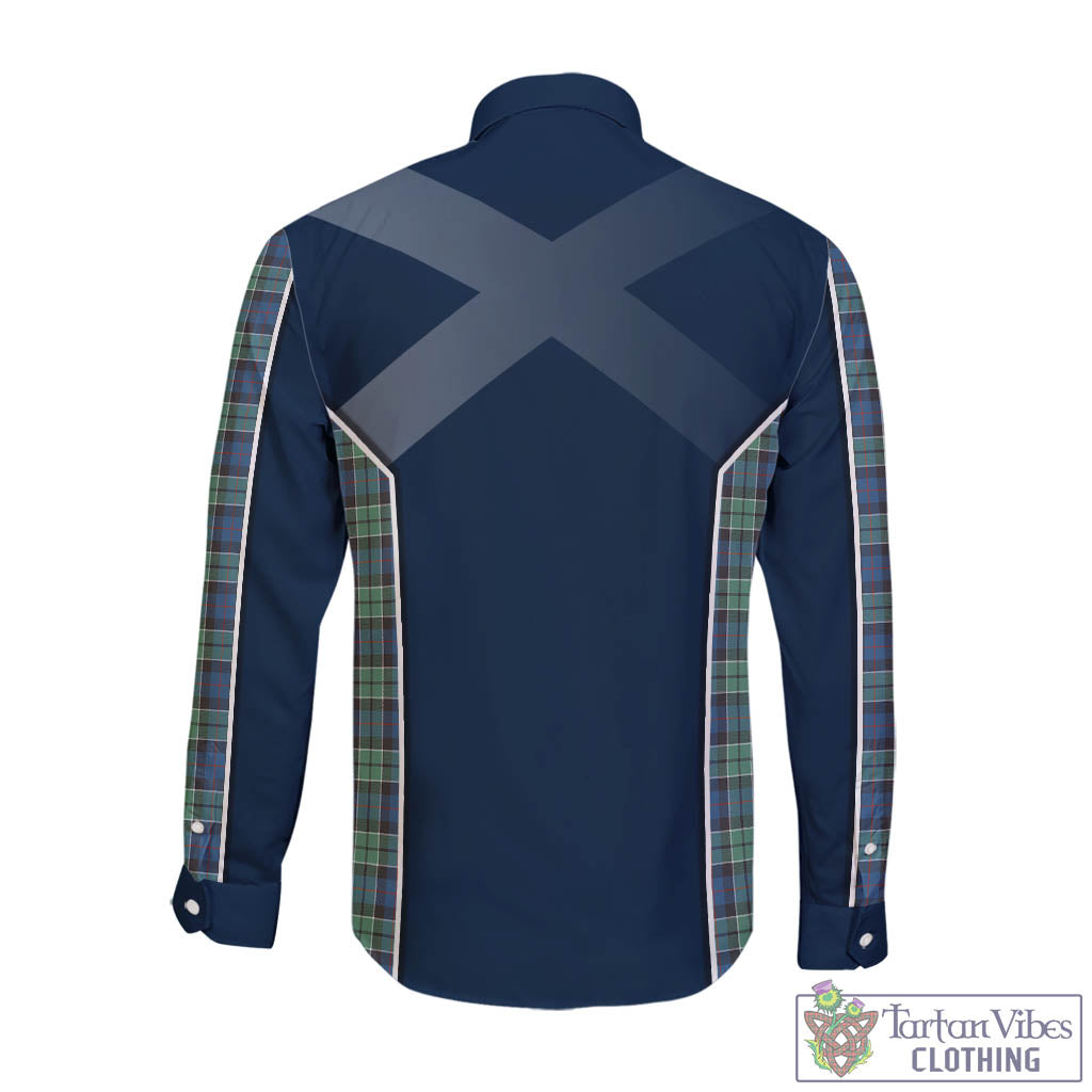 Tartan Vibes Clothing Leslie Hunting Ancient Tartan Long Sleeve Button Up Shirt with Family Crest and Scottish Thistle Vibes Sport Style