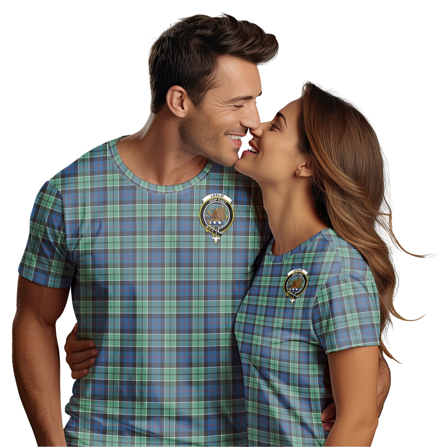 Leslie Hunting Ancient Tartan T-Shirt with Family Crest - Tartan Vibes Clothing