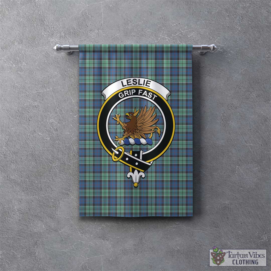 Tartan Vibes Clothing Leslie Hunting Ancient Tartan Gonfalon, Tartan Banner with Family Crest