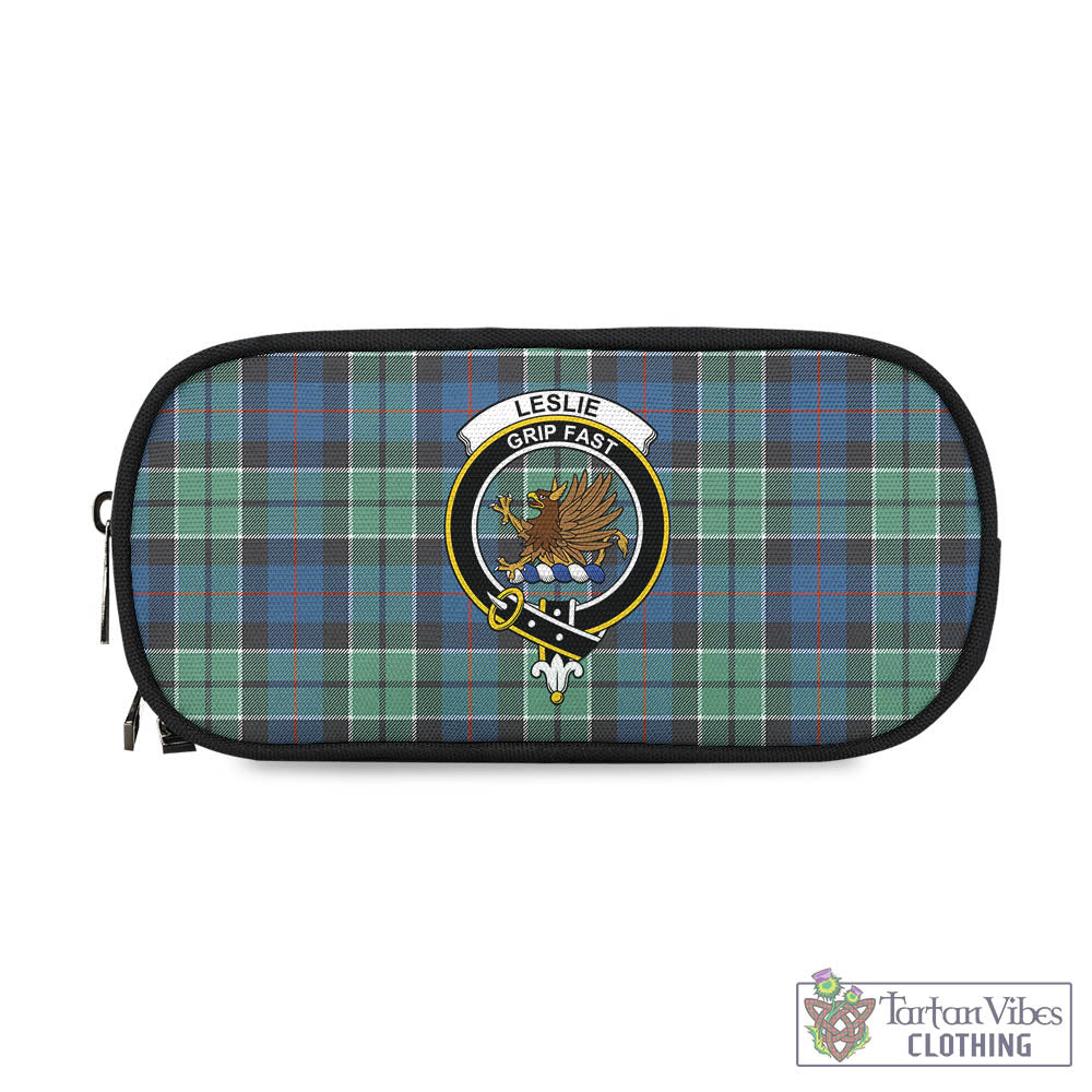 Tartan Vibes Clothing Leslie Hunting Ancient Tartan Pen and Pencil Case with Family Crest