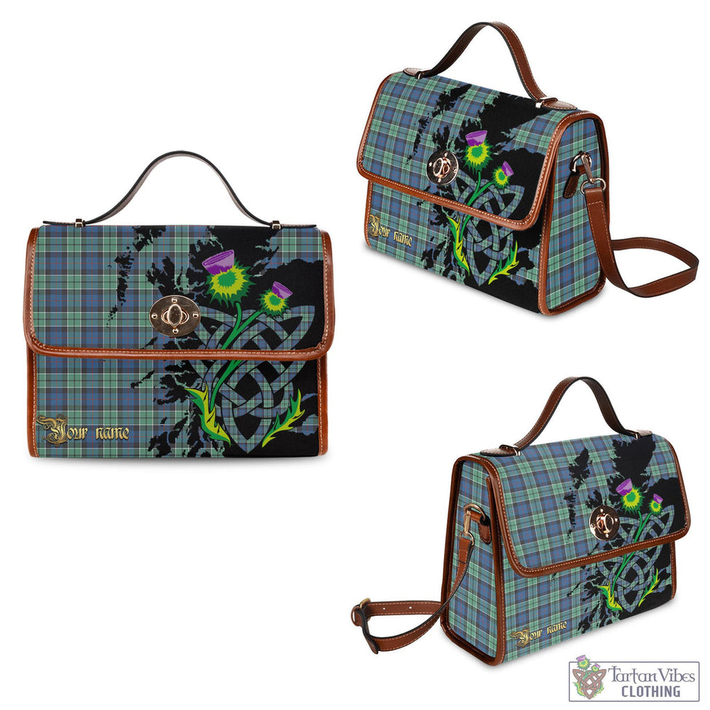 Tartan Vibes Clothing Leslie Hunting Ancient Tartan Waterproof Canvas Bag with Scotland Map and Thistle Celtic Accents