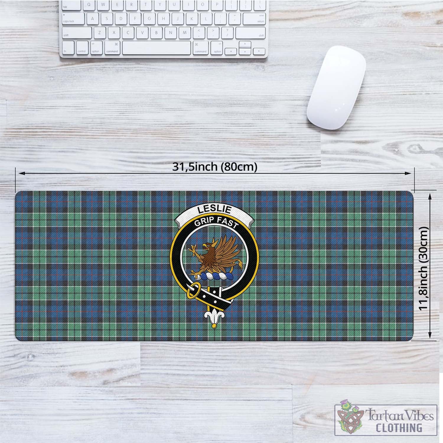 Tartan Vibes Clothing Leslie Hunting Ancient Tartan Mouse Pad with Family Crest