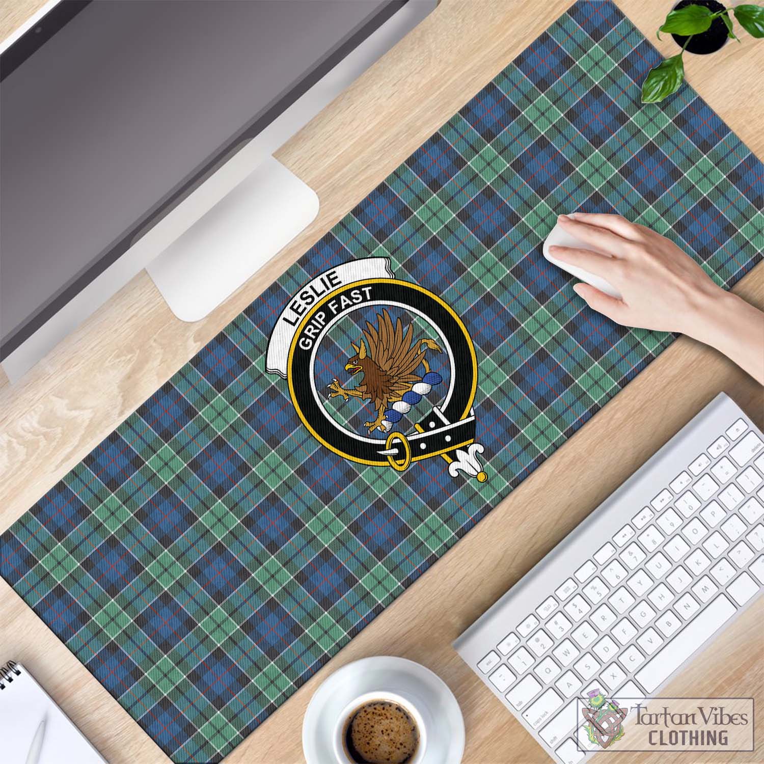 Tartan Vibes Clothing Leslie Hunting Ancient Tartan Mouse Pad with Family Crest