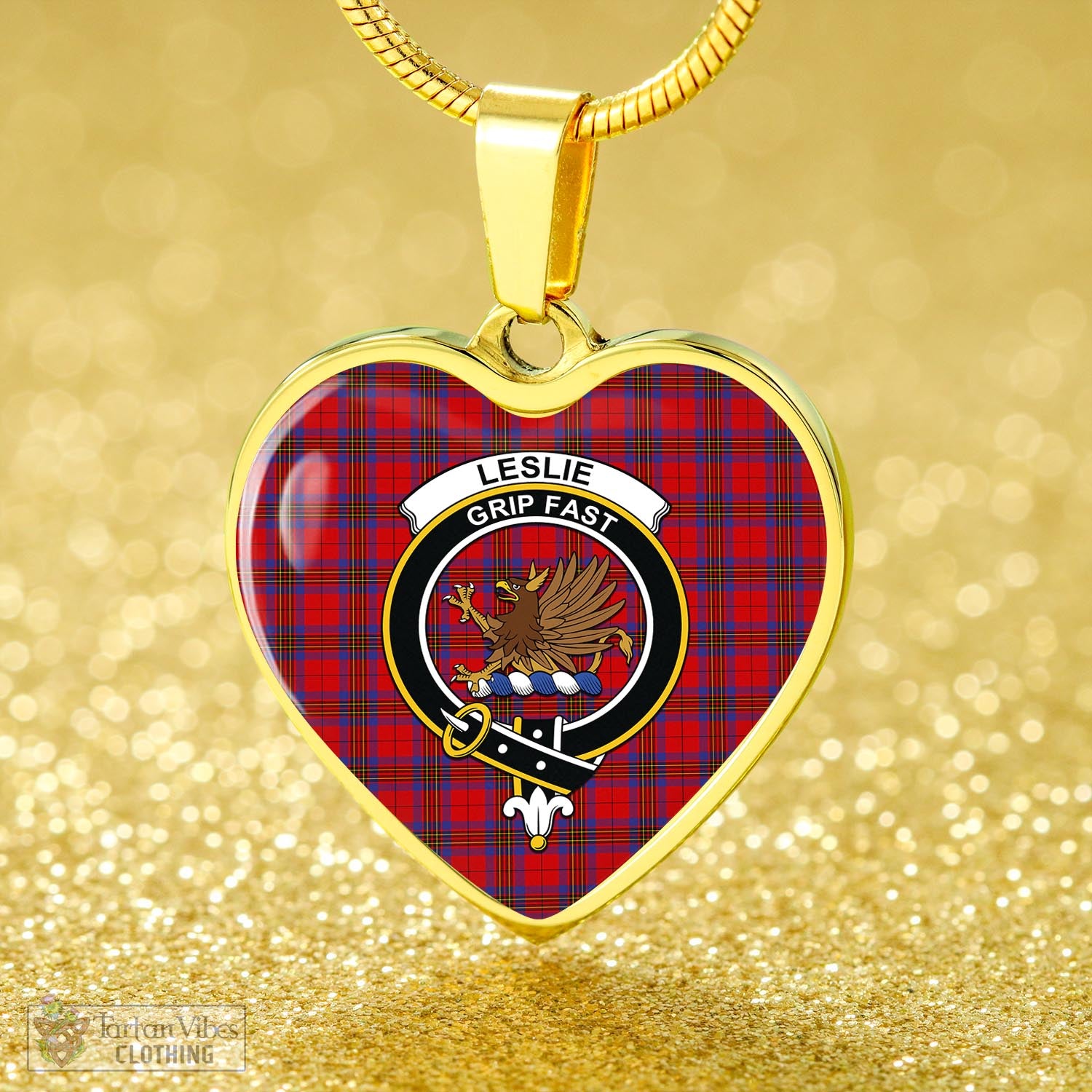 Tartan Vibes Clothing Leslie Modern Tartan Heart Necklace with Family Crest