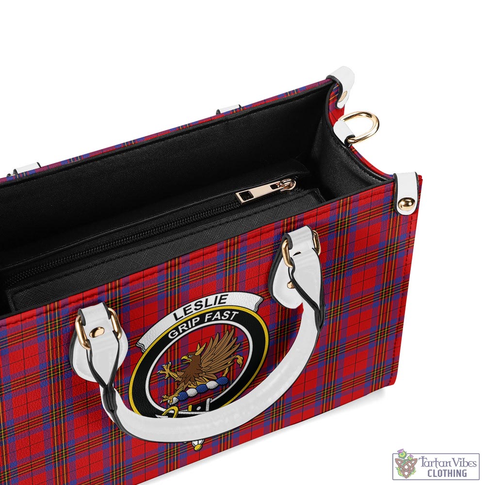 Tartan Vibes Clothing Leslie Modern Tartan Luxury Leather Handbags with Family Crest