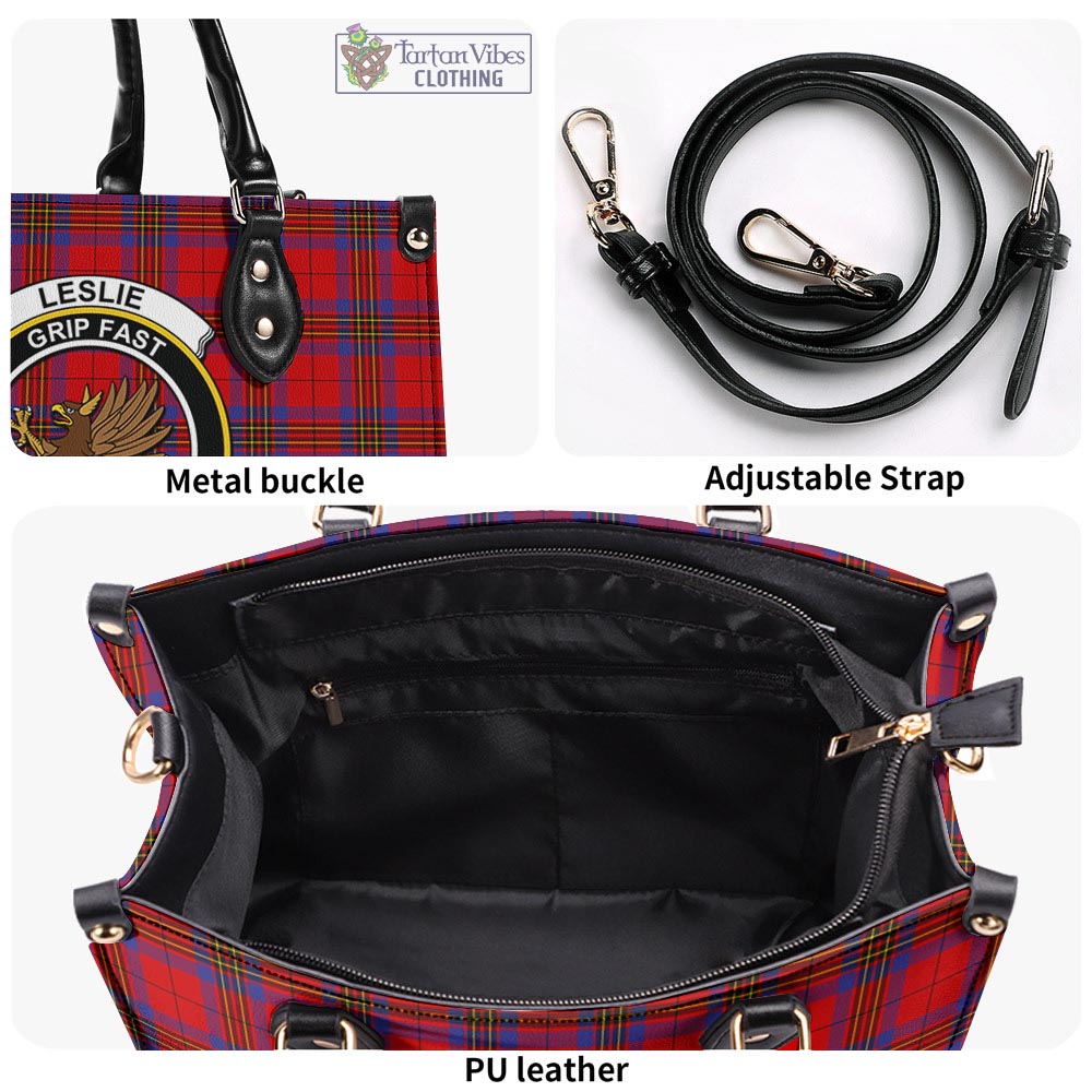 Tartan Vibes Clothing Leslie Modern Tartan Luxury Leather Handbags with Family Crest