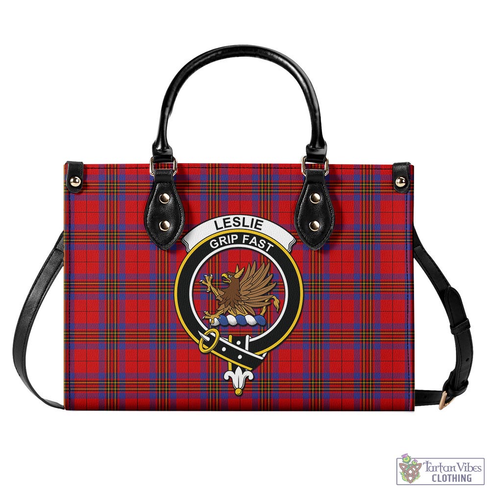 Tartan Vibes Clothing Leslie Modern Tartan Luxury Leather Handbags with Family Crest