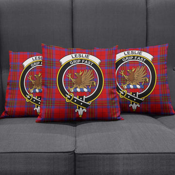 Leslie Tartan Pillow Cover with Family Crest