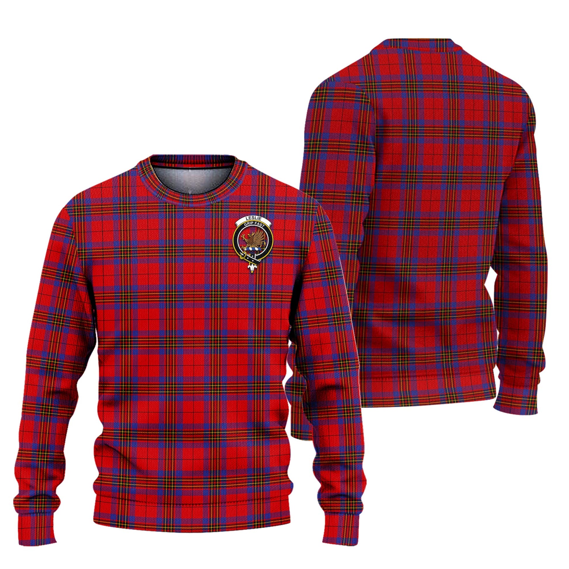 Leslie Modern Tartan Knitted Sweater with Family Crest Unisex - Tartanvibesclothing