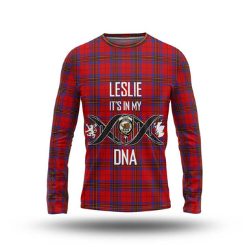 Leslie Tartan Long Sleeve T-Shirt with Family Crest DNA In Me Style