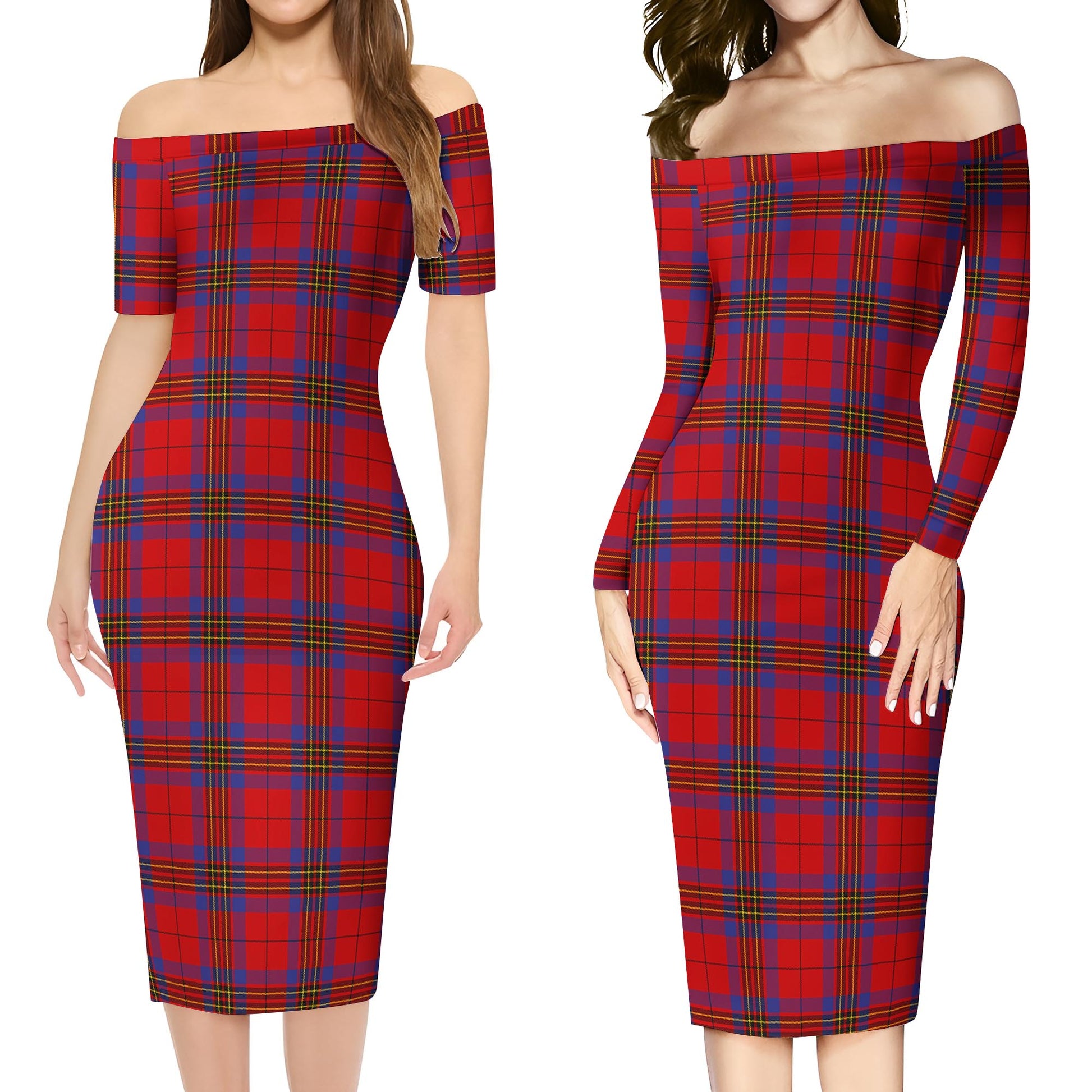 Leslie Modern Tartan Off Shoulder Lady Dress Women's Dress - Tartanvibesclothing