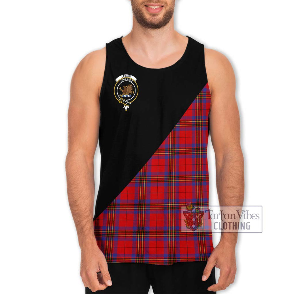 Leslie Tartan Men's Tank Top with Family Crest and Military Logo Style Men - Tartanvibesclothing Shop