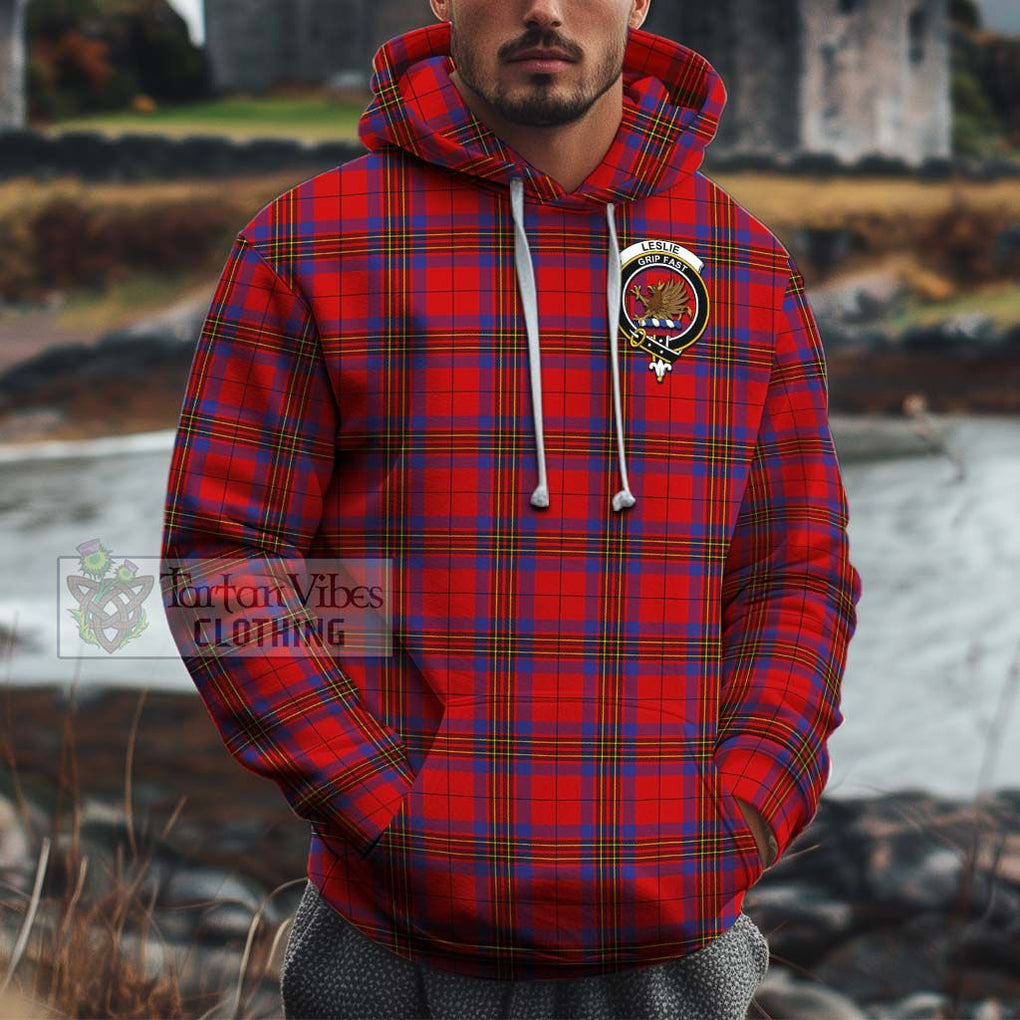 Leslie Tartan Cotton Hoodie with Family Crest Pullover Hoodie XS - Tartan Vibes Clothing