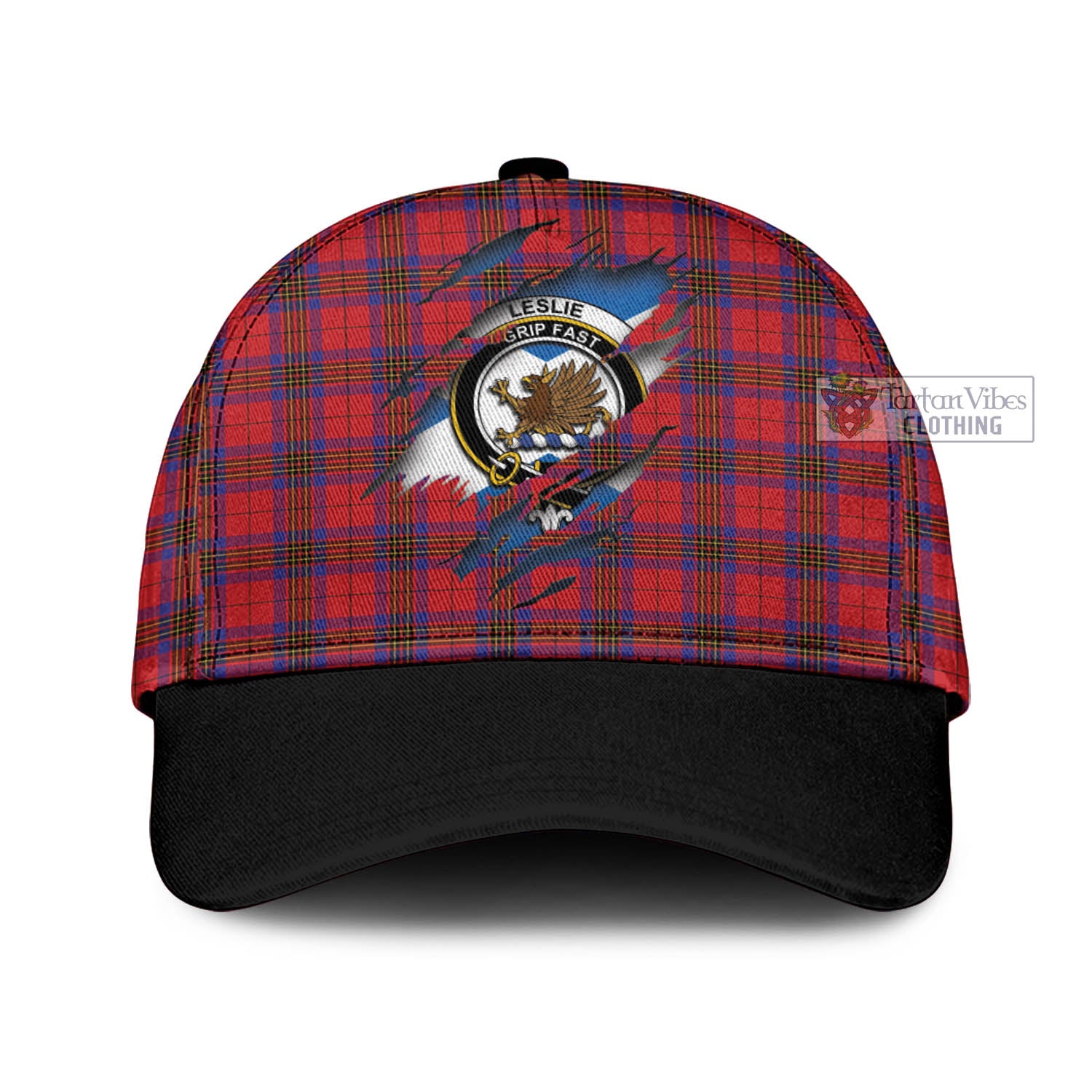 Tartan Vibes Clothing Leslie Modern Tartan Classic Cap with Family Crest In Me Style