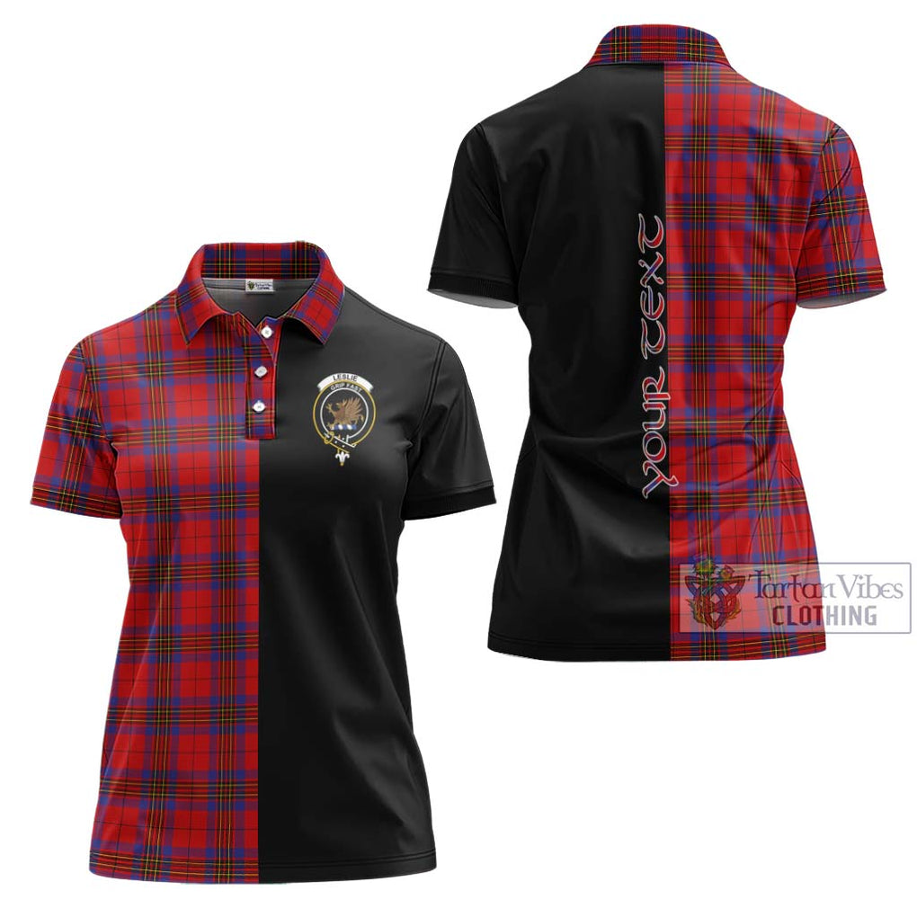 Leslie Tartan Women's Polo Shirt with Family Crest and Half Of Me Style Women - Tartanvibesclothing Shop