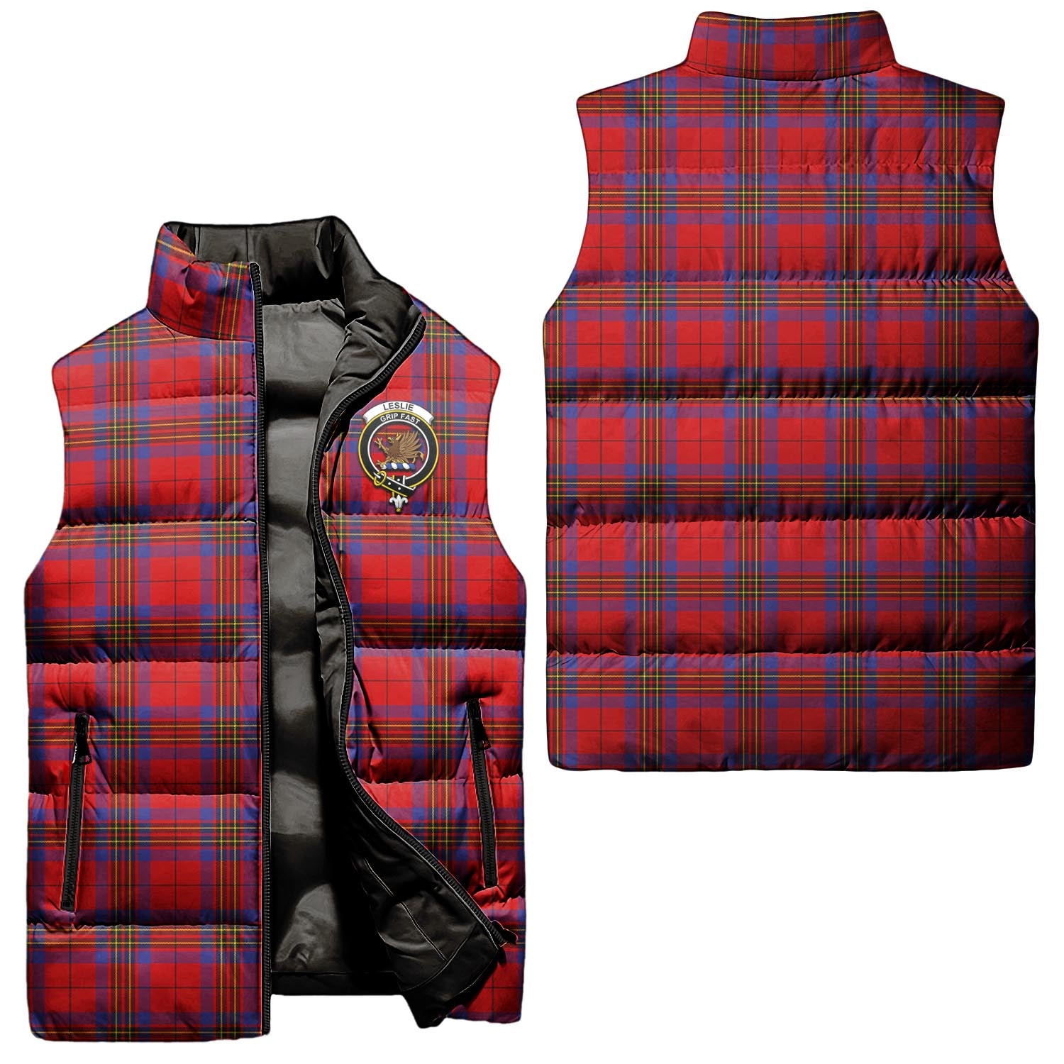 Leslie Modern Tartan Sleeveless Puffer Jacket with Family Crest Unisex - Tartanvibesclothing