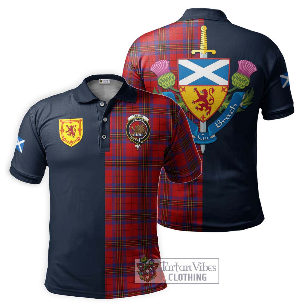 Tartan Vibes Clothing Leslie Modern Tartan Polo Shirt with Scottish Lion Royal Arm Half Style