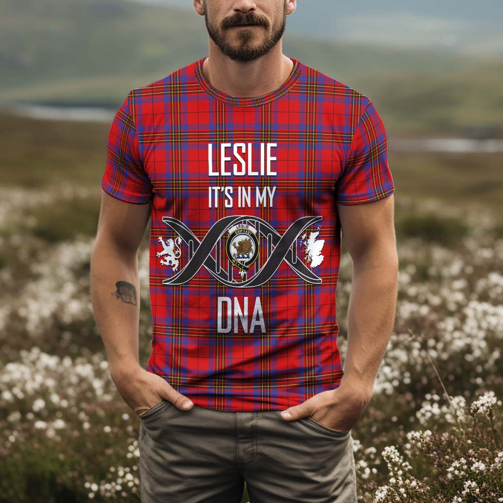 Leslie Tartan T-Shirt with Family Crest DNA In Me Style Kid's Shirt - Tartan Vibes Clothing