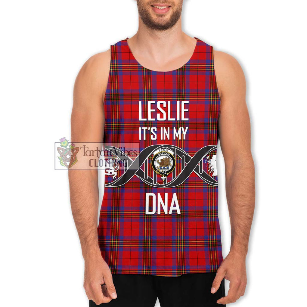 Leslie Tartan Men's Tank Top with Family Crest DNA In Me Style Men - Tartanvibesclothing Shop