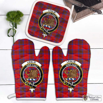 Leslie Tartan Combo Oven Mitt & Pot-Holder with Family Crest