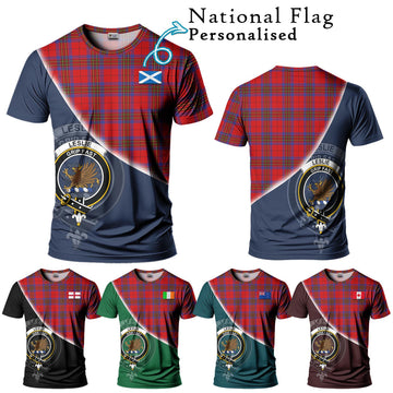 Leslie Tartan T-Shirt with Personalised National Flag and Family Crest Half Style