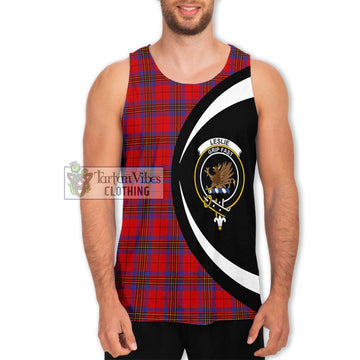 Leslie Tartan Men's Tank Top with Family Crest Circle Style