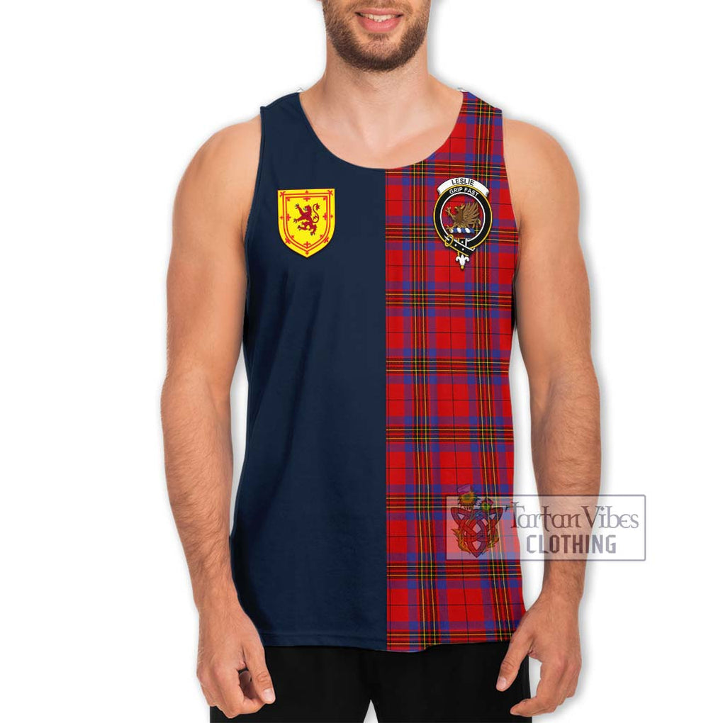 Tartan Vibes Clothing Leslie Modern Tartan Men's Tank Top with Scottish Lion Royal Arm Half Style