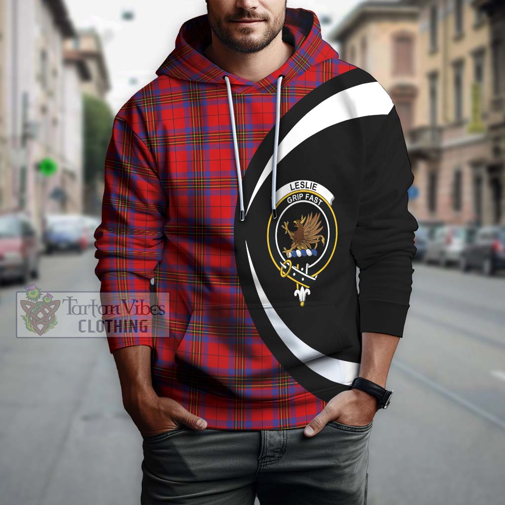 Tartan Vibes Clothing Leslie Modern Tartan Hoodie with Family Crest Circle Style