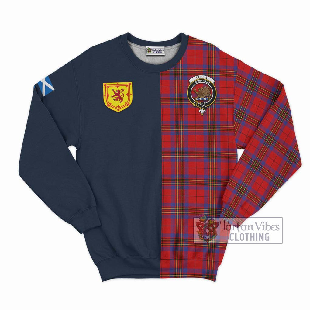 Tartan Vibes Clothing Leslie Modern Tartan Sweatshirt with Scottish Lion Royal Arm Half Style