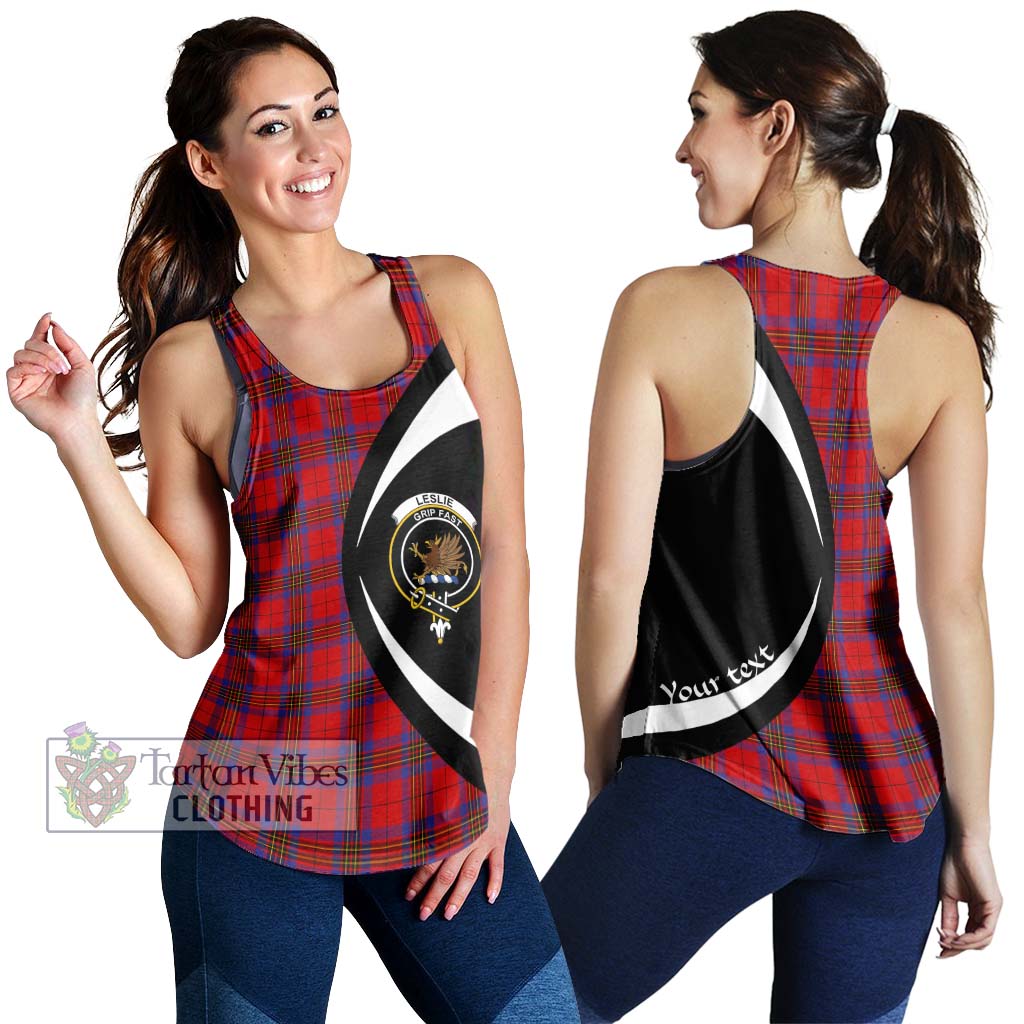 Leslie Tartan Women's Racerback Tanks with Family Crest Circle Style 4XL - Tartan Vibes Clothing