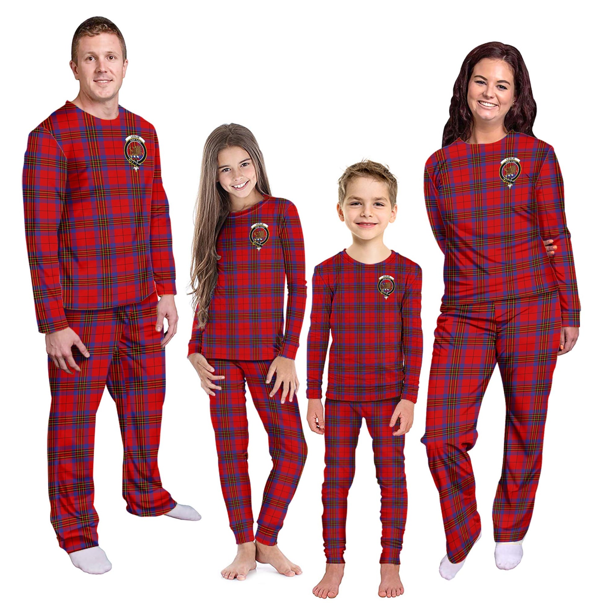 Leslie Modern Tartan Pajamas Family Set with Family Crest - Tartanvibesclothing