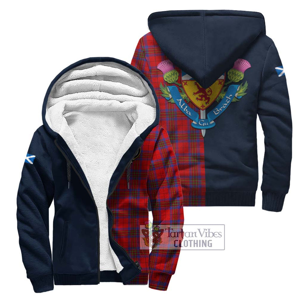 Tartan Vibes Clothing Leslie Modern Tartan Sherpa Hoodie with Scottish Lion Royal Arm Half Style