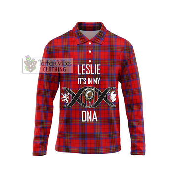 Leslie Tartan Long Sleeve Polo Shirt with Family Crest DNA In Me Style