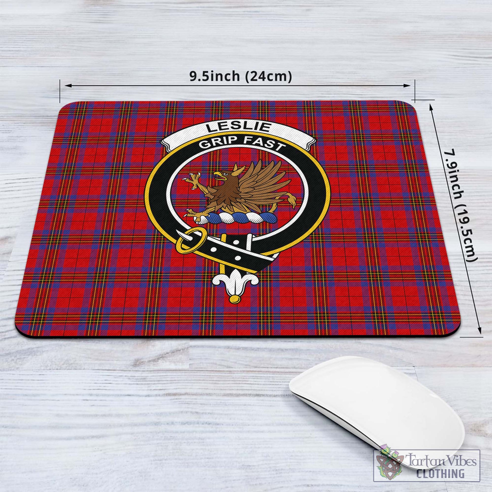 Tartan Vibes Clothing Leslie Modern Tartan Mouse Pad with Family Crest