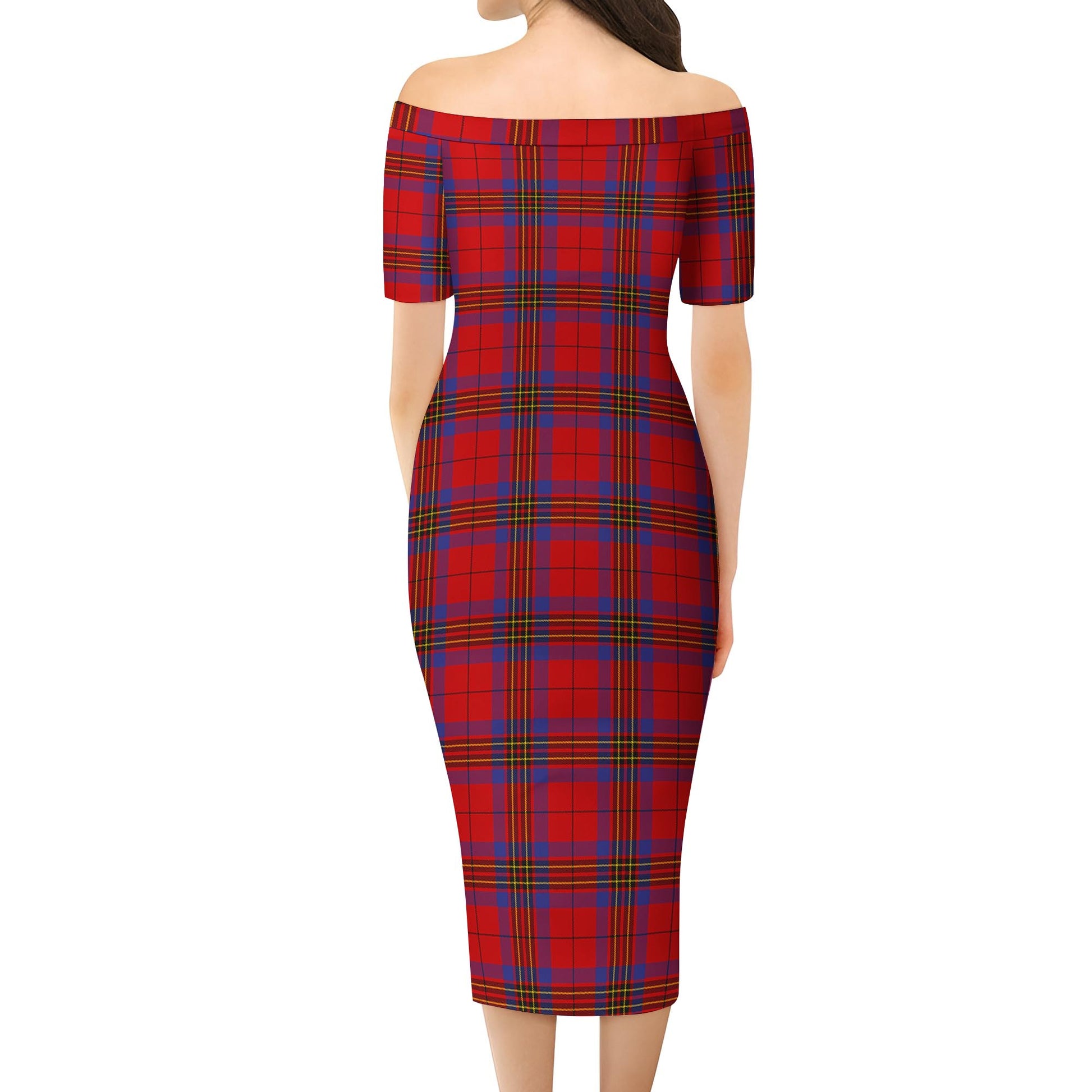 Leslie Modern Tartan Off Shoulder Lady Dress - Tartanvibesclothing