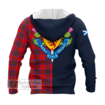 Leslie Tartan Knitted Hoodie Alba with Scottish Lion Royal Arm Half Style